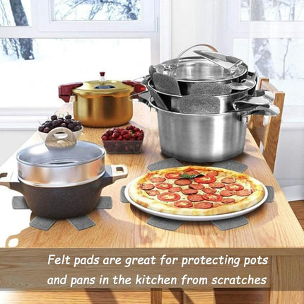 6 pieces - Pot holders - 38 cm - Pot protectors - Felt pot holders - coasters - felt pot protectors - cookware protector - kitchen utensils - for stacking pots, frying pans, ceramic pots, induction, glassware - grey.