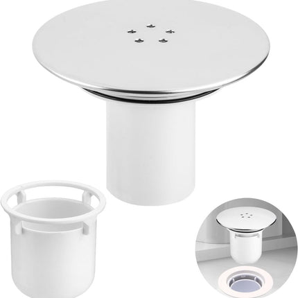 Shower Drain Cover - Chrome Shower Drain - Hair Drain Covers - 90 mm / 115 mm - Removable Top Piece - Fast Flow - Bathroom Drain - Bathroom Accessories - White.