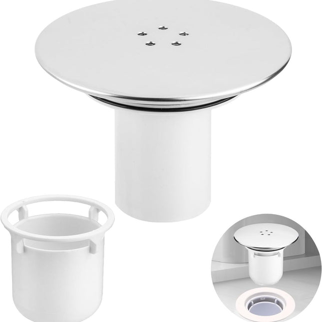 Shower Drain Cover - Chrome Shower Drain - Hair Drain Covers - 90 mm / 115 mm - Removable Top Piece - Fast Flow - Bathroom Drain - Bathroom Accessories - White.