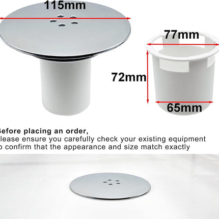 Shower Drain Cover - Chrome Shower Drain - Hair Drain Covers - 90 mm / 115 mm - Removable Top Piece - Fast Flow - Bathroom Drain - Bathroom Accessories - White.