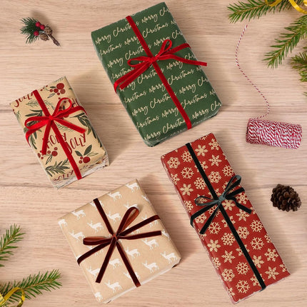 Wrapping paper - Christmas wrapping paper - Christmas gift paper - Wrapping paper with figures - 43 x 300cm - 4 rolls - Christmas paper wrapping paper for Christmas - Christmas paper wrapping paper for children - gift paper - Kraft gift paper - Christmas.