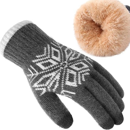 Women's Gloves - Men's Gloves - Men's / Women's Gloves - Winter Gloves - Knitted Glove with Fleece Lining - Touchscreen Glove - Extra Thick Gloves - Warm and Thick - for Cold Weather - Grey.