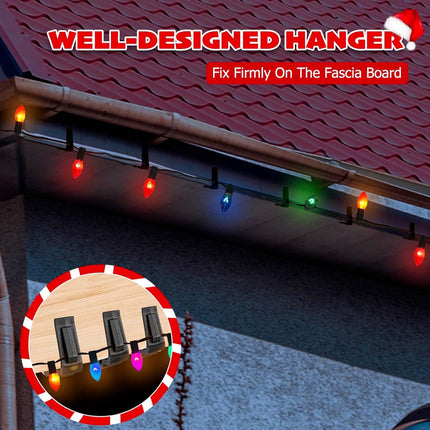 50 pieces - Christmas lighting Gutter hooks - light clips - plastic Light clip - roof edge clamps - Christmas decoration hooks - Festive lighting clamps - Outdoor roof hooks - Clips - for Christmas decoration panels, gutters, fences and roof edge decorati.