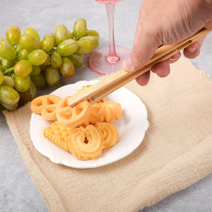pieces - Food tongs - BBQ tongs - Meat tongs - Kitchen tongs - Bamboo Barbecue tongs - Toaster tongs - Cooking tongs - bamboo tongs - kitchen utensil - with easy grip - for fruit, bread, pickles, cheese, bacon, muffins, barbecue dishes - 18 cm.