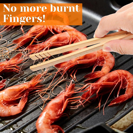 pieces - Food tongs - BBQ tongs - Meat tongs - Kitchen tongs - Bamboo Barbecue tongs - Toaster tongs - Cooking tongs - bamboo tongs - kitchen utensil - with easy grip - for fruit, bread, pickles, cheese, bacon, muffins, barbecue dishes - 18 cm.
