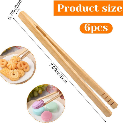 pieces - Food tongs - BBQ tongs - Meat tongs - Kitchen tongs - Bamboo Barbecue tongs - Toaster tongs - Cooking tongs - bamboo tongs - kitchen utensil - with easy grip - for fruit, bread, pickles, cheese, bacon, muffins, barbecue dishes - 18 cm.