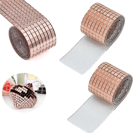 3 pieces - 4*100 cm - Self-adhesive mosaic stickers - Mini square acrylic mosaic tiles - 5*5 mm - self-adhesive acrylic mosaic tiles - mirror mosaic tiles - decorative wall stickers - for kitchen, restaurant, disco party, DIY decoration - pink.