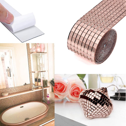 3 pieces - 4*100 cm - Self-adhesive mosaic stickers - Mini square acrylic mosaic tiles - 5*5 mm - self-adhesive acrylic mosaic tiles - mirror mosaic tiles - decorative wall stickers - for kitchen, restaurant, disco party, DIY decoration - pink.