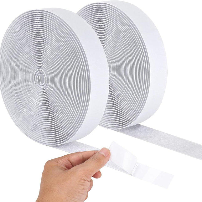 20 mm*10 m - Velcro - self-adhesive tape - reusable tape - nylon fastening strip - strong adhesive strips - with strong adhesive on the back - for sewing, crafting and DIY applications - Indoor and outdoor use - white.