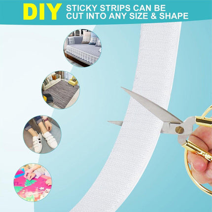 20 mm*10 m - Velcro - self-adhesive tape - reusable tape - nylon fastening strip - strong adhesive strips - with strong adhesive on the back - for sewing, crafting and DIY applications - Indoor and outdoor use - white.
