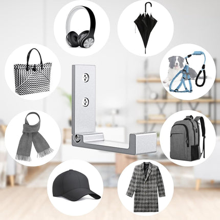 6 pieces - Foldable wall hooks - 6.7*7.5*2.5 cm - Clothes hook - concealable clothes hooks - heavy-duty wall hooks - aluminum hooks - with screws - foldable hooks - for hanging coats, bags, hats, and keys - silver.
