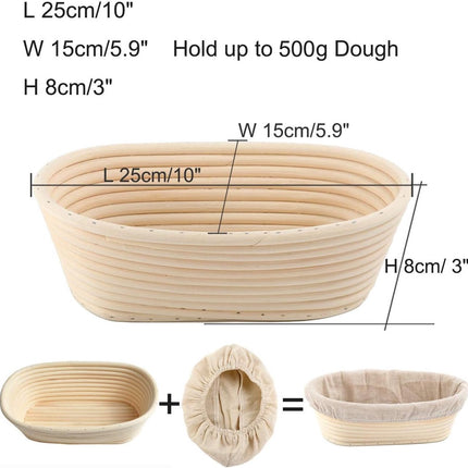 2 pieces - Bread proofing basket - Small proofing basket - Oval bread proofing basket - sourdough proofing basket - small proofing basket - proofing bowls - baking accessories - rattan storage bowl - lined - for professional and home bakers - oval - 25*15.