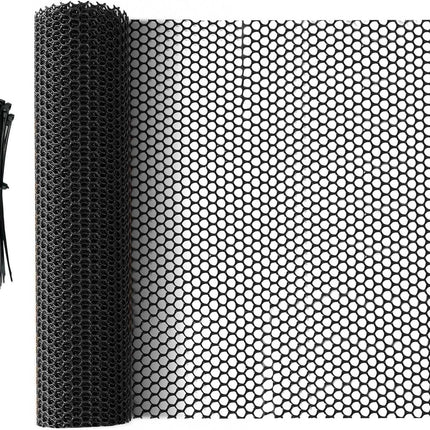 Plastic Fencing Net - 40 cm * 3 m - Chicken Wire - Cat Net - Dog Fencing - Bird Net - Pet Trap Net - Garden Mesh - Plastic Mesh - Plant Net - with 20 fixed straps - for dogs, cats, chickens and other small animals - Black.