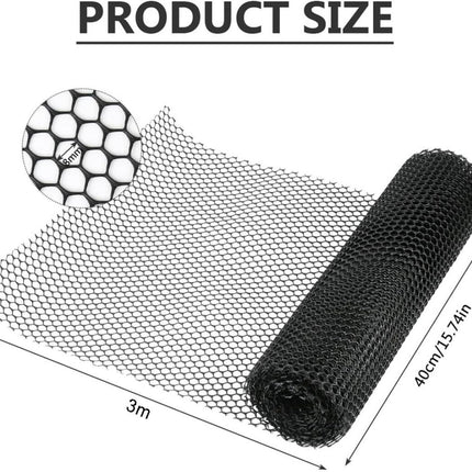 Plastic Fencing Net - 40 cm * 3 m - Chicken Wire - Cat Net - Dog Fencing - Bird Net - Pet Trap Net - Garden Mesh - Plastic Mesh - Plant Net - with 20 fixed straps - for dogs, cats, chickens and other small animals - Black.