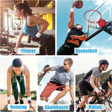 Sports wristband - 2 pieces Sweatbands - Sweatbands - Wrist - Wristbands - Wristbands - wrist headband - sports wristband - sports soft cotton wrist headband - absorbent terry cloth cuff - for gym tennis running basketball - White.