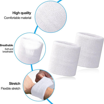 Sports wristband - 2 pieces Sweatbands - Sweatbands - Wrist - Wristbands - Wristbands - wrist headband - sports wristband - sports soft cotton wrist headband - absorbent terry cloth cuff - for gym tennis running basketball - White.