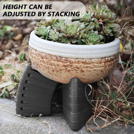 12 pieces - Flowerpot feet - Pot feet - Plant supports - Planter coasters - Flowerpot lifters - Triangular Planter Feet - Flowerpot risers - Non-slip - Breathable - Flowerpot feet - for Outdoor Plant Pots and Flowers - 7*5.5*2 cm - black.