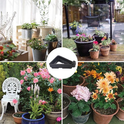 12 pieces - Flowerpot feet - Pot feet - Plant supports - Planter coasters - Flowerpot lifters - Triangular Planter Feet - Flowerpot risers - Non-slip - Breathable - Flowerpot feet - for Outdoor Plant Pots and Flowers - 7*5.5*2 cm - black.