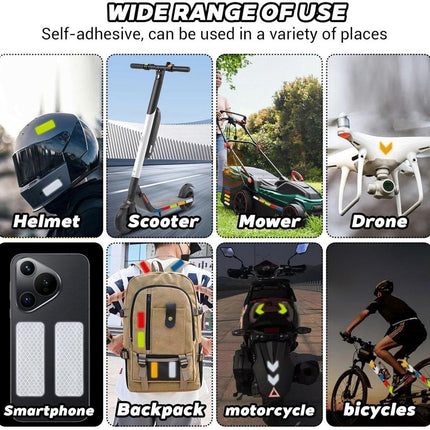 100 pieces - reflective stickers - reflective tape - reflective safety warning strips - reflective strips - waterproof - for bicycles, helmets, cars, mailboxes, backpacks, trailers and outdoor equipment - rectangle and arrow.