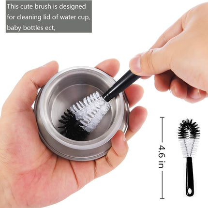 8-Pack Bottle Cleaning Brush Set - Cleaning Brush - Bottle Brush - Black bottle cleaner with long handle - for washing narrow wine/beer bottles/thermos flask/bottle cup/sports tank/kettle - lid brush - straw brush - Bottle cleaner.