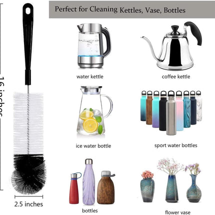 8-Pack Bottle Cleaning Brush Set - Cleaning Brush - Bottle Brush - Black bottle cleaner with long handle - for washing narrow wine/beer bottles/thermos flask/bottle cup/sports tank/kettle - lid brush - straw brush - Bottle cleaner.