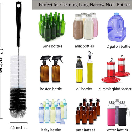 8-Pack Bottle Cleaning Brush Set - Cleaning Brush - Bottle Brush - Black bottle cleaner with long handle - for washing narrow wine/beer bottles/thermos flask/bottle cup/sports tank/kettle - lid brush - straw brush - Bottle cleaner.