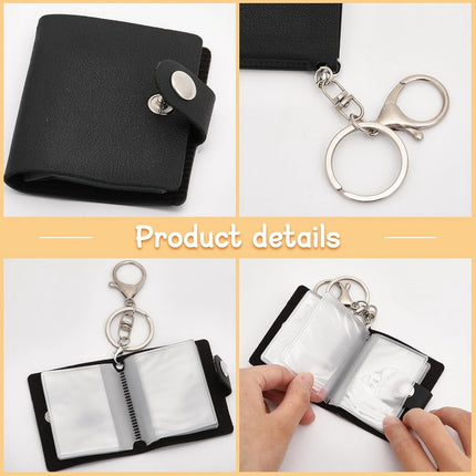 4 pieces - Mini photo album - 2 inch - Photo album - keychain - mini retro photo album - with lobster claw clasps and keychains - Each book can hold 20 photos - 10 pages - for a family and friends party keepsake - black, brown.