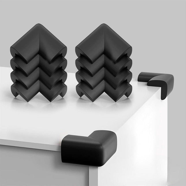 Furniture Corner Protectors - 8 Corners - Baby Corner Protectors - Self-adhesive Soft Rubber - Foam Protectors - Pre-glued - Baby and Child Protection Set - Table Corner Protectors - Non-Toxic and Safe - Black.