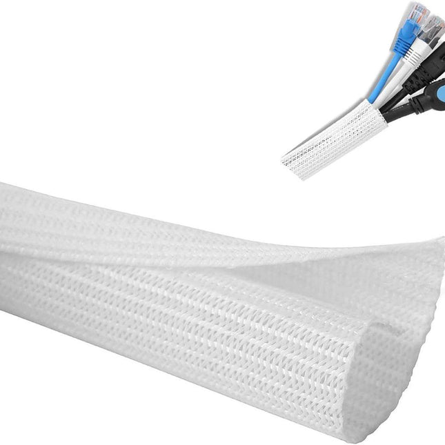 Cable Organizer - 2 m - cable management - Cable Sleeve - cable organizer - Velcro - Braided cable sleeve - Cable protector - for TV, computer, home theater, automotive, domestic, industrial, electrical wires - Prevent pets from chewing.