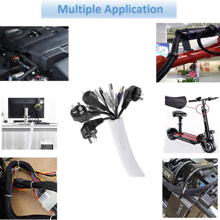 Cable Organizer - 2 m - cable management - Cable Sleeve - cable organizer - Velcro - Braided cable sleeve - Cable protector - for TV, computer, home theater, automotive, domestic, industrial, electrical wires - Prevent pets from chewing.