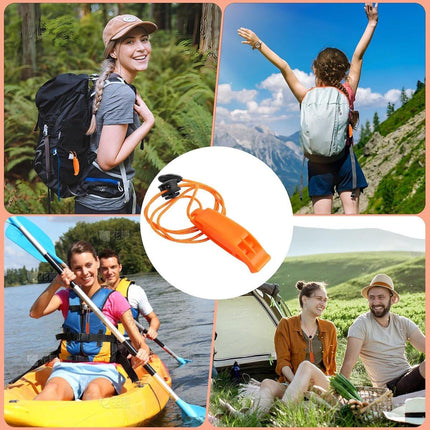 6 pieces - Emergency whistle - survival whistles - dual frequency - emergency whistle - with reflective cord, adjustable clip - emergency whistle survival whistle - for rescue operations in nature, hiking, camping, hunting and safety at sea - orange.