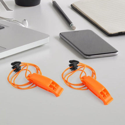 6 pieces - Emergency whistle - survival whistles - dual frequency - emergency whistle - with reflective cord, adjustable clip - emergency whistle survival whistle - for rescue operations in nature, hiking, camping, hunting and safety at sea - orange.