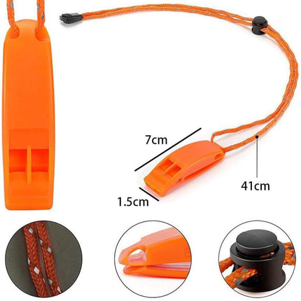 6 pieces - Emergency whistle - survival whistles - dual frequency - emergency whistle - with reflective cord, adjustable clip - emergency whistle survival whistle - for rescue operations in nature, hiking, camping, hunting and safety at sea - orange.