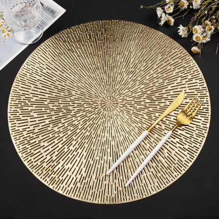 Set of 6 round placemats - Gold Placemats - 38x38cm - coasters - Openwork - Heat resistant - Luxurious appearance - Washable - Easy to clean - for kitchen and dining table decoration.