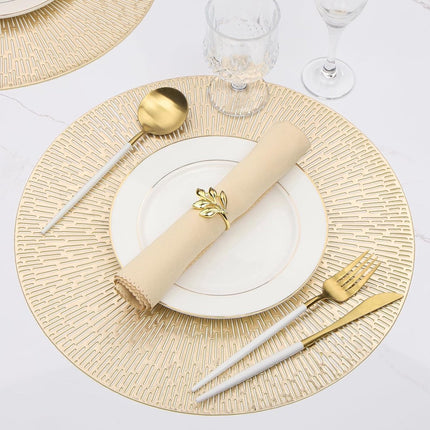 Set of 6 round placemats - Gold Placemats - 38x38cm - coasters - Openwork - Heat resistant - Luxurious appearance - Washable - Easy to clean - for kitchen and dining table decoration.