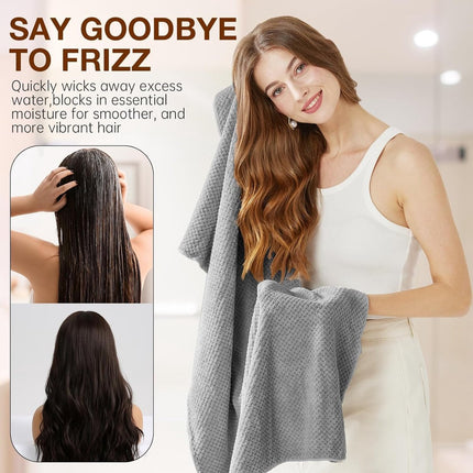 2 pieces - Microfiber Hair Towel - Microfiber Drying Towels - Microfiber towels - Hair Drying Towel - Hair Towel - Fast-drying Headscarf - wet hair towels - dry hair towels - for wet hair, showering and make-up - 100*60 cm - pink, grey.