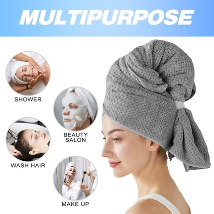 2 pieces - Microfiber Hair Towel - Microfiber Drying Towels - Microfiber towels - Hair Drying Towel - Hair Towel - Fast-drying Headscarf - wet hair towels - dry hair towels - for wet hair, showering and make-up - 100*60 cm - pink, grey.