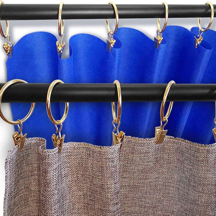 Metal Curtain Hooks with Clamps and Rings - 40 Pieces - Drapery Clip Hooks - Metal Curtain Rings - Decorative Curtain Rod Clips - Hooks - Shower Curtain Hanging Hooks with Clamp - Metal Curtain Rings with Clips - Gold.