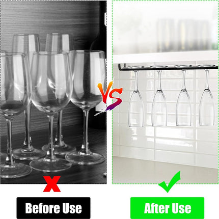 2 pieces - Wine glass holder - Glass hooks for shelf - Iron glass holder for glasses - Wall display holder - Hanging glass holders - Metal hanging glass holder - Display rack - hooks - for bars, wine cabinets, cupboards, restaurants - 26*11.5 cm - black.