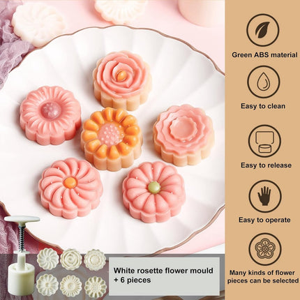 Set of 12 Cookie Cutters Set - Cookie Stamps - Cookie Shapes - Cookie Cutter Set - Mooncake Pan Set - Baking Pan - Cookie Cutter - Mooncake Die Stamps - Cookie Cutters - Flower Cookie Stamps - DIY Kitchen Tools - Maker 50g - Round.