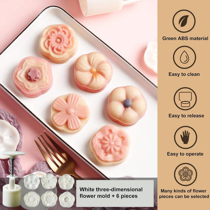 Set of 12 Cookie Cutters Set - Cookie Stamps - Cookie Shapes - Cookie Cutter Set - Mooncake Pan Set - Baking Pan - Cookie Cutter - Mooncake Die Stamps - Cookie Cutters - Flower Cookie Stamps - DIY Kitchen Tools - Maker 50g - Round.