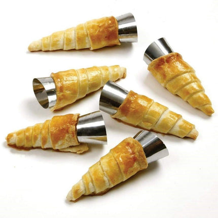 16 pieces - Croissant molds - Cream horn molds - Ice cream cone molds - Horn molds - Baking tools - Stainless steel baking pan - kitchen utensils - with cleaning brushes - for pastries, cream horns, cakes - 12.4*3.4 cm - silver.