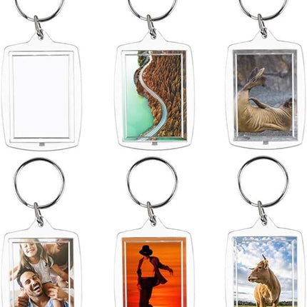 Photo Keychain - 30 Pieces - Empty Photo Frame Keychains - Transparent Clear Acrylic Keychains - Transparent - Small Photo Frames - Holds personalized, custom, and passport-sized photos measuring 1.57" x 2.2".