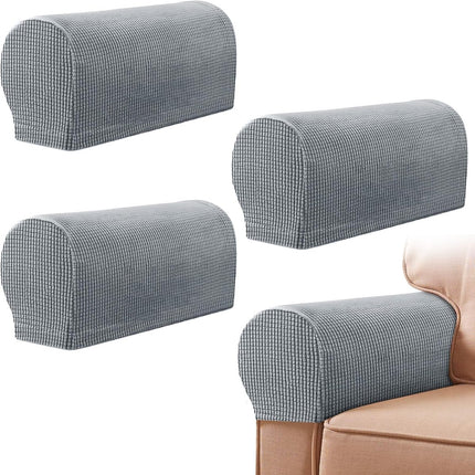 4 Pieces - Armrest Protection Covers - Protective Cover - Elastic Sofa Cover - Sofa Armrest Cover - Gloves for Sofa Armrests - Anti-Slip - Anti-Scratch - for Reclining Square, Curved, Tilted Armrest Cover - Grey.