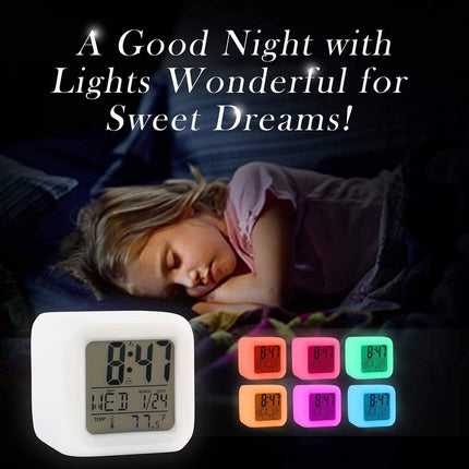 Alarm clock - digital alarm clock - Digital Clock - digital alarm clocks - Digital Children's Alarm Clock with 7 Color Changes - Children's Alarm Clock - LED Night Light - Alarm Clock - child's alarm clock - Travel Alarm Clock - Alarm Clock - for bedroom,.