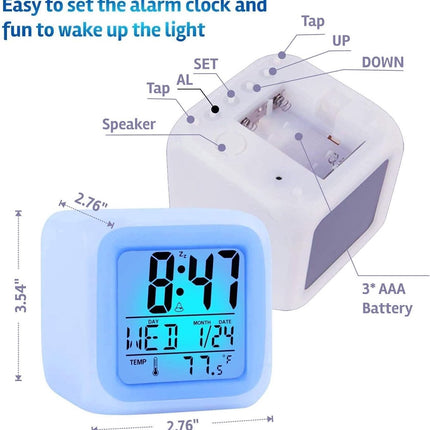 Alarm clock - digital alarm clock - Digital Clock - digital alarm clocks - Digital Children's Alarm Clock with 7 Color Changes - Children's Alarm Clock - LED Night Light - Alarm Clock - child's alarm clock - Travel Alarm Clock - Alarm Clock - for bedroom,.