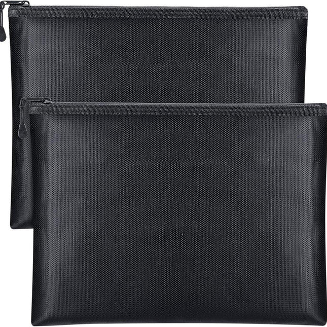 Fireproof Document Bag - 2 Pack - Fireproof and Waterproof Cash Bag with Zipper - Fireproof Document Bags - 13.4 x 9.4 Inch Waterproof and Fireproof Cash Bag Document Holder with Zipper - Fireproof Safe Storage Bag.