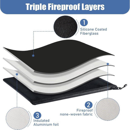 Fireproof Document Bag - 2 Pack - Fireproof and Waterproof Cash Bag with Zipper - Fireproof Document Bags - 13.4 x 9.4 Inch Waterproof and Fireproof Cash Bag Document Holder with Zipper - Fireproof Safe Storage Bag.