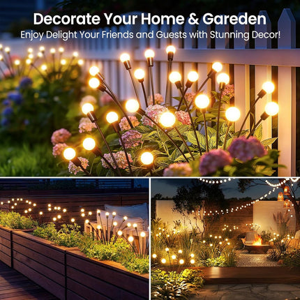 Solar Garden Lighting - Solar Lights Outdoor - 4 Pack 32 LED Oscillating Solar Garden Lights - Solar Garden Lamp - Fireflies - Firefly Light for Outdoor Decorations - Solar Garden Lighting - Solar Energy - Waterproof - Garden Torch - Garden Lantern.