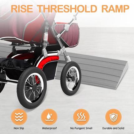 Threshold ramp - 1 m*10mm*50mm - Rubber threshold aid - Threshold ramps - Driveway ramp - Threshold ramps for doors - Loading ramp - Threshold plate - Anti-slip - self-adhesive rubber threshold ramp - for wheelchairs, strollers and scooters - grey.